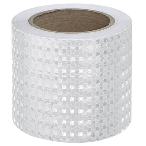 Reflective White, 10 cm x 10 m, Reflective Safety Warning Strips, Self-Adhesive Stickers