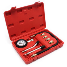 Wiltec 9-Piece Compression Tester Kit - 0-21 bar / 0-300 PSI - with Hoses and Adapters - in a Case - for Engines