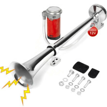 DZANKEN 12v 150dB 45cm Powerful Trumpet Car Horn with Bracket and Air Compressor for All Vehicles