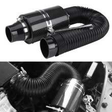 Yctze 76mm 3" Universal Carbon Fiber Induction RAM Filter Box Cold Air Intake System with Hose