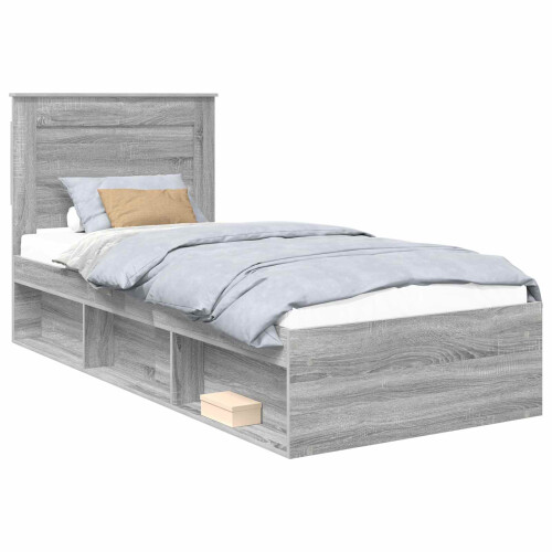 VidaXL vidaXL Bed Frame with Drawer Grey Sonoma 75 x 190 cm Solid Pine Wood 1