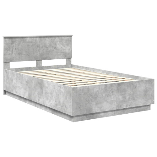 VidaXL vidaXL Bed Frame Concrete Grey 135 x 190 cm Engineered Wood 2