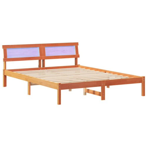 VidaXL vidaXL Bed Frame with Headboard Wax Brown 140 x 200 cm Solid Pine Wood 1