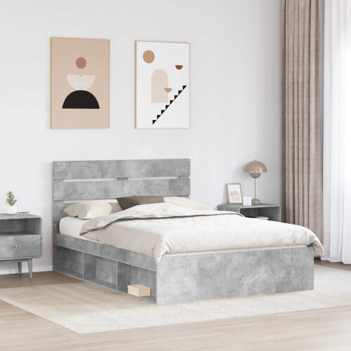 VidaXL vidaXL Bed Frame Concerte Grey 150 x 200 cm Solid Pine Wood 1
