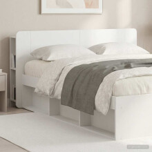 vidaXL Headboard Cabinet with Storage High Gloss White Engineered Wood