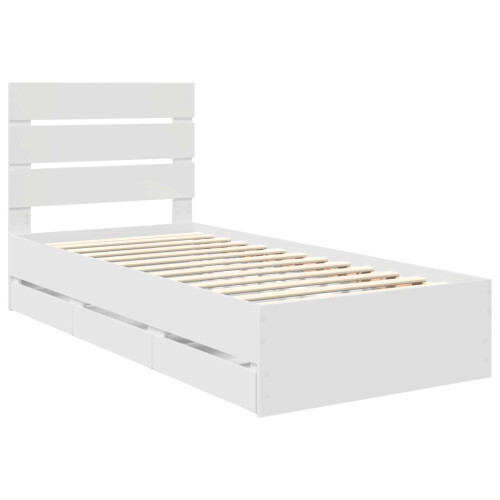 VidaXL vidaXL Bed Frame with Drawer White 90 x 190 cm Engineer Wood 1