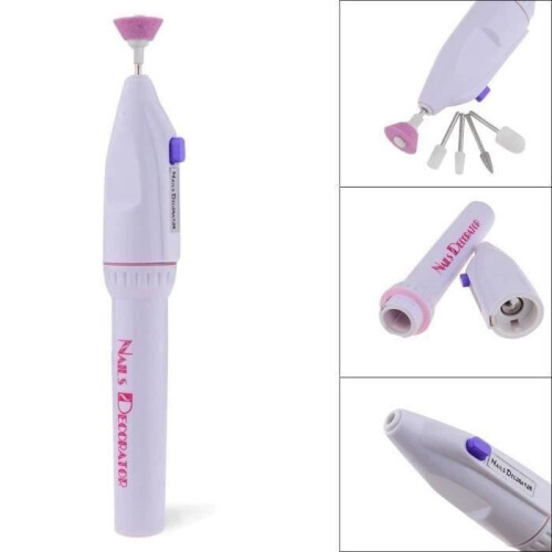 Electric Nail File Manicure Sander Kit with 5 Sanding Bits, White 1