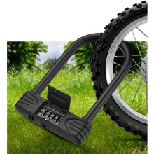 U-lock for Bicycles, 4-Digit Combination Lock with Resettable Key for Bikes/Scooters/Motorcycles/Bicycles/P