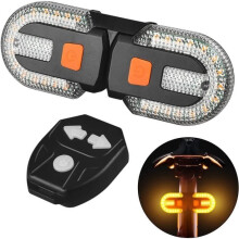 Bicycle Rear Light - Rechargeable LED Turn Signals with Waterproof Remote Control - For Mountain Bikes and Road Bikes [H277]