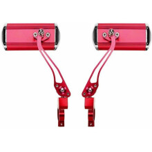 Mountain bike handlebar mirrors (red), motorcycle, bike conversion, aluminum mirrors, safety reflectors