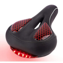 Bicycle Saddle, Comfortable Gel Bicycle Saddle with LED Rear Light, Professional Waterproof and Breathable Mountain Bike/Road/City