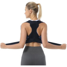 Qiilu Adjustable Posture Corrector Back Support Back Straightener Shoulder Support for Men and Women (Black, Medium)