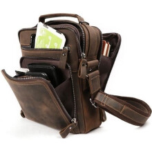 Men's Messenger Bag - Premium Leather - Large Capacity - Brown