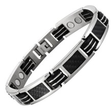 Bracelet - Titanium - Magnetic - 14 Magnets - Black Carbon Fiber