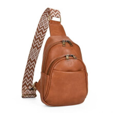 Chest bag - INSFITY - Small satchel with wide adjustable shoulder strap - Vintage style - Brown