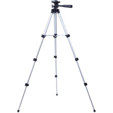 3110A Pro Flexible and Lightweight Portable Tripod with Three-Way Head for Canon Nikon Sony, Silver with Black