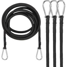 Set of 4 Adjustable Metal Bungee Cords, Extra Strong Luggage Bungee Cords for Car, Bike, Camping, Travel - 100 cm - Black