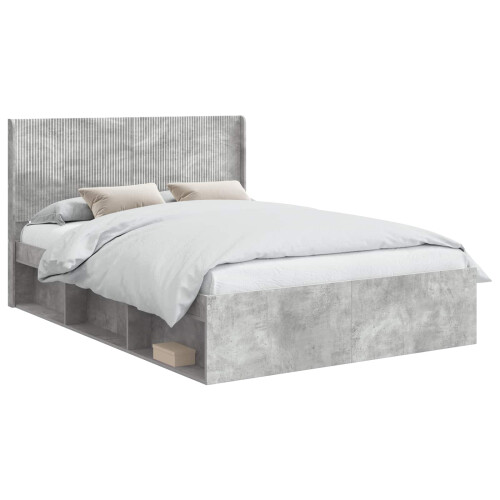 VidaXL vidaXL Bed Frame with Storage and Headboard Concrete Grey 120 x 190 cm 1