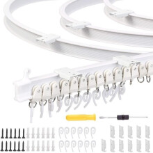 KAKOO Folding Ceiling Curtain Track Kit - 3.5M - Flexible - 26 Hooks - Multi-Angle Installation