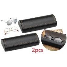 Glasses Case - Portable - Hard Shell - Black Leather - 158x37x59mm - 104g
