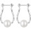 Silver Crushed Bead Hoop Drop Earrings with Large Imitation Pearl 1