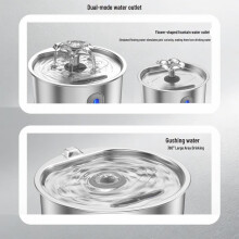 (Flower design/circle window (2.2l), JP Plug) TEMU Smart Stainless Steel Pet Water Fountain Silent Automatic Cat Water Dispenser Large Capacity