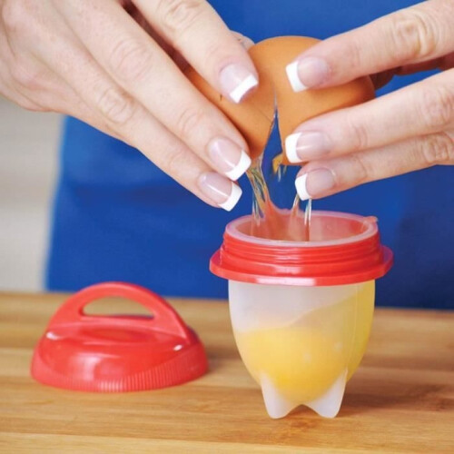 6-Piece Egglettes Series Egg Cooker for Hard-Boiled Eggs (Shellless) - Non-Stick Silicone Egg Cups - Red 2