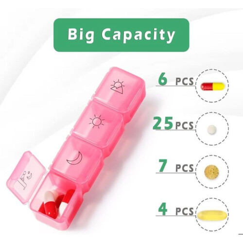 7-Day Weekly Pill Organizer - 4 Compartments per Day (28 Total) - Colorful 2