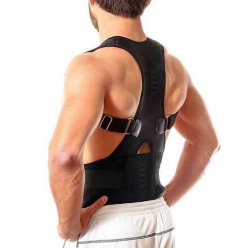 Posture correction belt, unisex, flexible back support, lumbar corrector - Size XL, black 1
