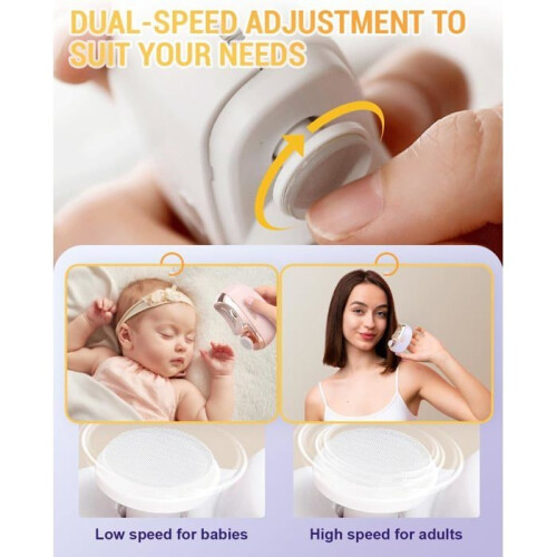 Electric nail clipper - ULISEM - 2 speeds - Buffing - White