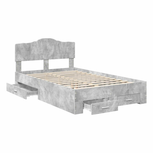 VidaXL vidaXL Bed Frame Concrete Grey 120 x 190 cm Engineered Wood 2