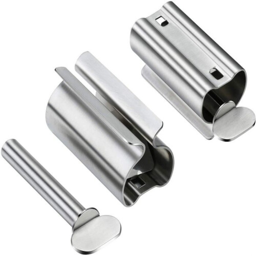 Set of 3 toothpaste tube squeezers and toothpaste holder