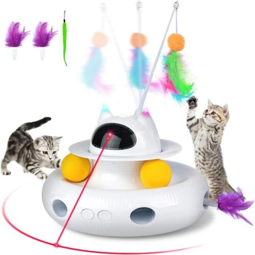 Interactive cat toy - BRAND - 4 in 1 - Rechargeable - Light-up pointer - Safe