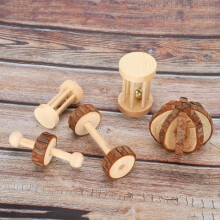 5 Pcs/Set Wooden Hamster Ball, Safe Wooden Hamster Play Toy, Wooden Hamster Chew Toys for Chinchillas and Rabbits