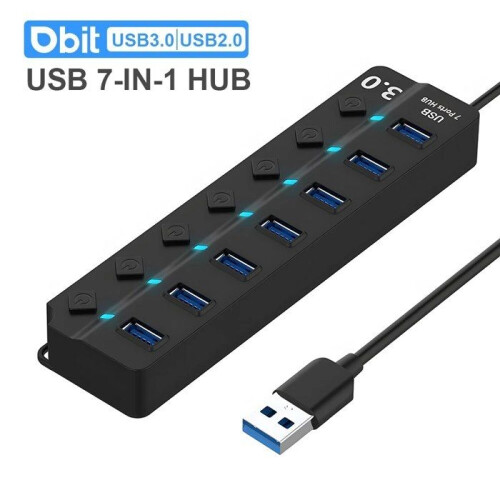 DBIT-USB 3.0/2.0 Multi-Hub Adapter, 7-in-1 Splitter, Independent S6 Switch, Computer Accessories - 7 IN 1 USB 1