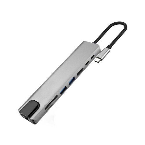 INF Type-C Hub Adapter with 8 Ports Gray 1