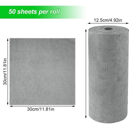 50 Pieces per Roll Microfiber Cloth, 30*30CM Magic Cloth, Microfiber for Cutlery, Microfiber Cleaning Cloth Roll 1