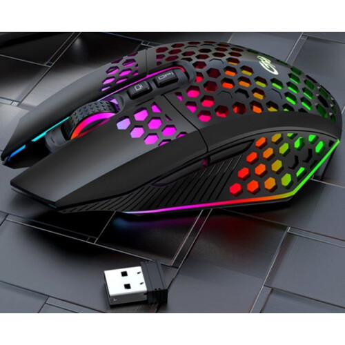 2.4G Wireless Mouse, Silent Charging, RGB Lighting, Desktop Gaming Mouse, 8 Buttons, Black 2