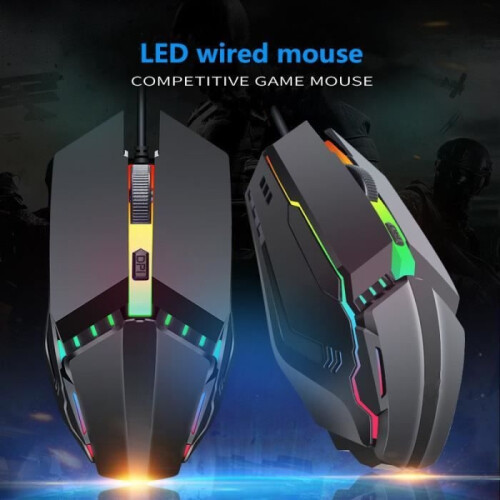 Gaming Mouse, Wired USB Optical Gaming Mouse with LED Lights, 6 Buttons for Laptop, PC (Black) 1