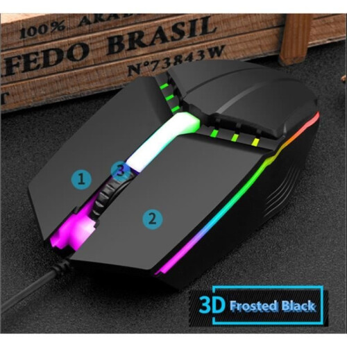Gaming Mouse, Wired USB Optical Gaming Mouse with LED Lights, 6 Buttons for Laptop, PC (Black) 2
