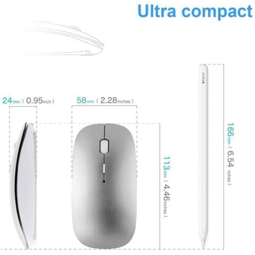 Bluetooth Mouse - SNAKIOX - Mini Silent Mouse - Rechargeable - Grey - Bluetooth 4.0 2
