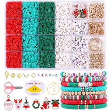 3,500-piece Christmas clay bead kit for bracelet making, polymer heishi beads for jewelry making, etc.