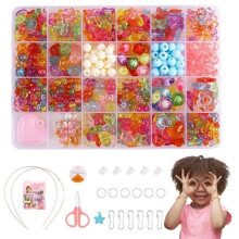 500+ DIY Bracelet Bead Set, Children's Jewelry Bead Kit for Making Bracelets, Necklaces, and Crafts