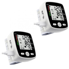 Digital Wrist Blood Pressure Monitor 2 Pack with Large LCD Display, Voice Broadcast and Carrying Case