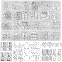 Set of 260 silver hair accessories: accessories for braids and dreadlocks - metal clips, cuffs, rings,