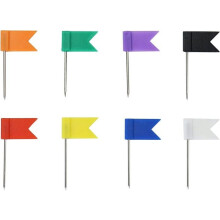 Pack of 160 Flag Pins, 35 mm Multicolor Push Pins for Cork Board, World Map (8 Assorted Colors)
