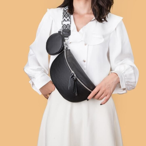 Shoulder bag - Women's - Black - PU leather - Zippered - Multifunctional 2