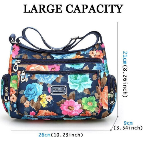 Women's Shoulder Bag, BYONDSELF, Multiple Pockets, Adjustable Shoulder Strap, Colorful Flowers 1