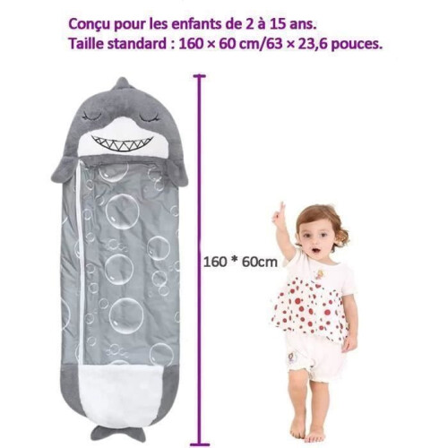 Ohlala Sleeping Bag with Comfortable and Soft Pillow for Children 160*60cm - Grey 1