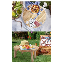 Folding Outdoor Wooden Picnic Table, 2-in-1 Portable Wine Glass Holder, Folding Desk, Wine Glass Rack